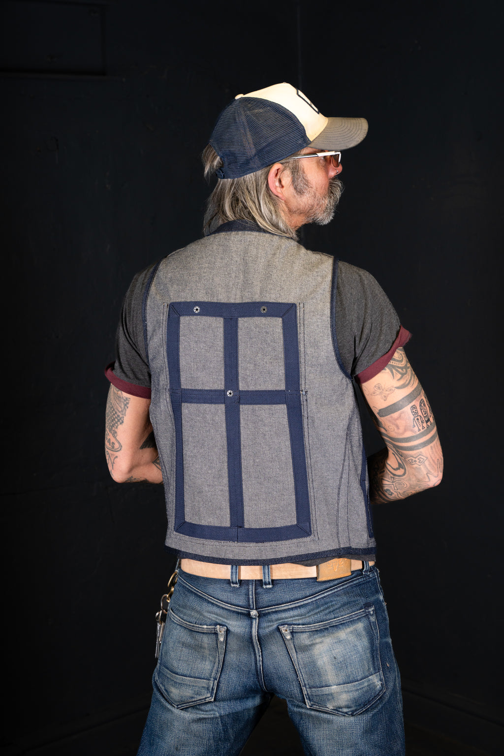 BZEN M.3069-MOBY RELAX FIT REVERSIBLE FLOATER VEST-NAVY