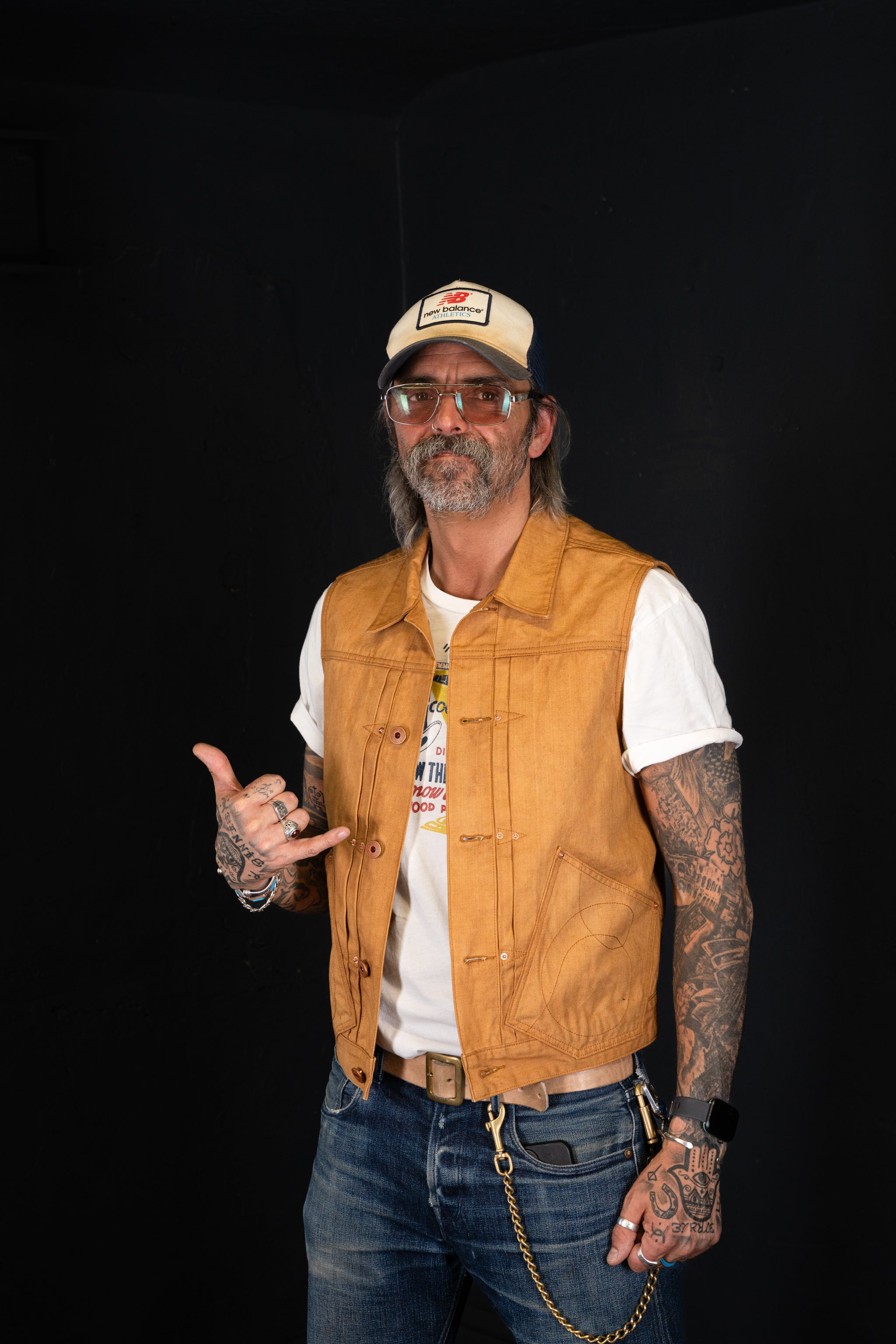 BZEN M.3127-THE CUT REGULAR FIT 2 POCKET BIKER'S VEST-12.5oz-CANVAS-E0 TURMERIC