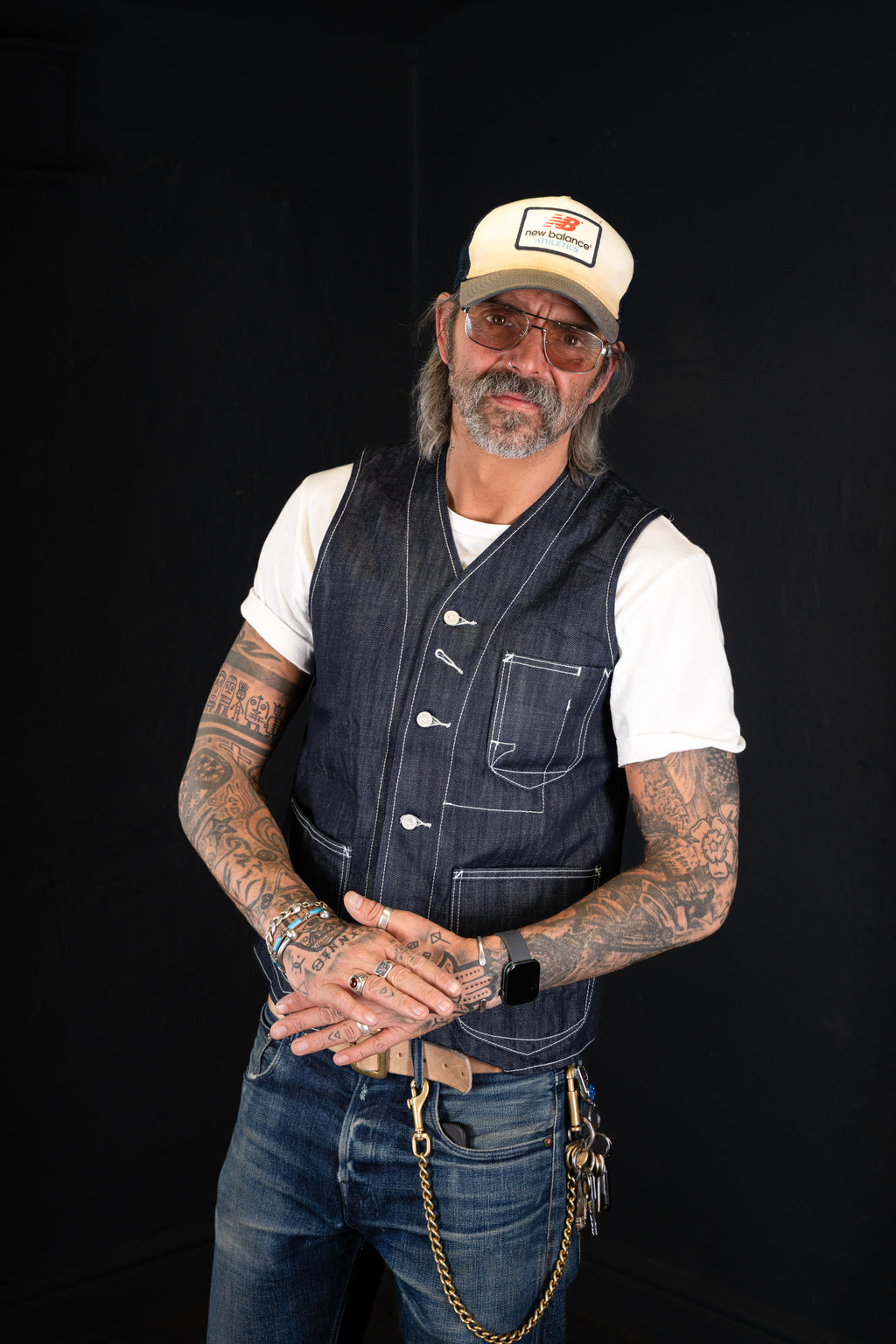 DDL 315-TYSON REGULAR FIT VEST- 13oz-INDIGO-T RINSE