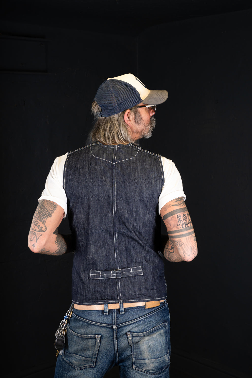 DDL 315-TYSON REGULAR FIT VEST- 13oz-INDIGO-T RINSE