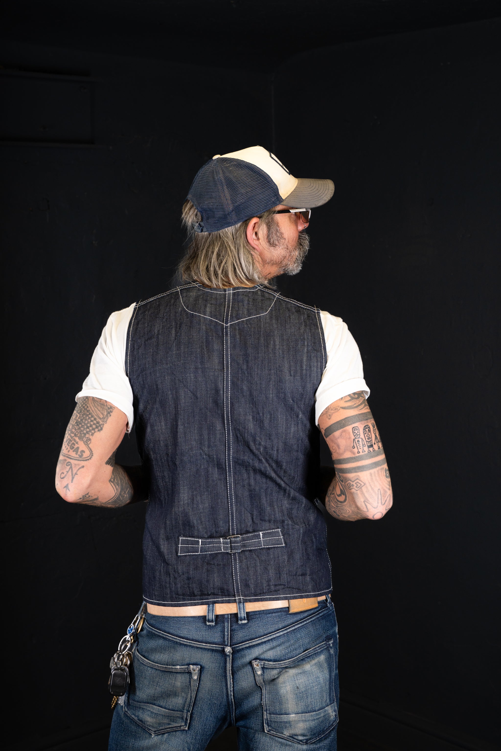 DDL 315-TYSON REGULAR FIT VEST- 13oz-INDIGO-T RINSE