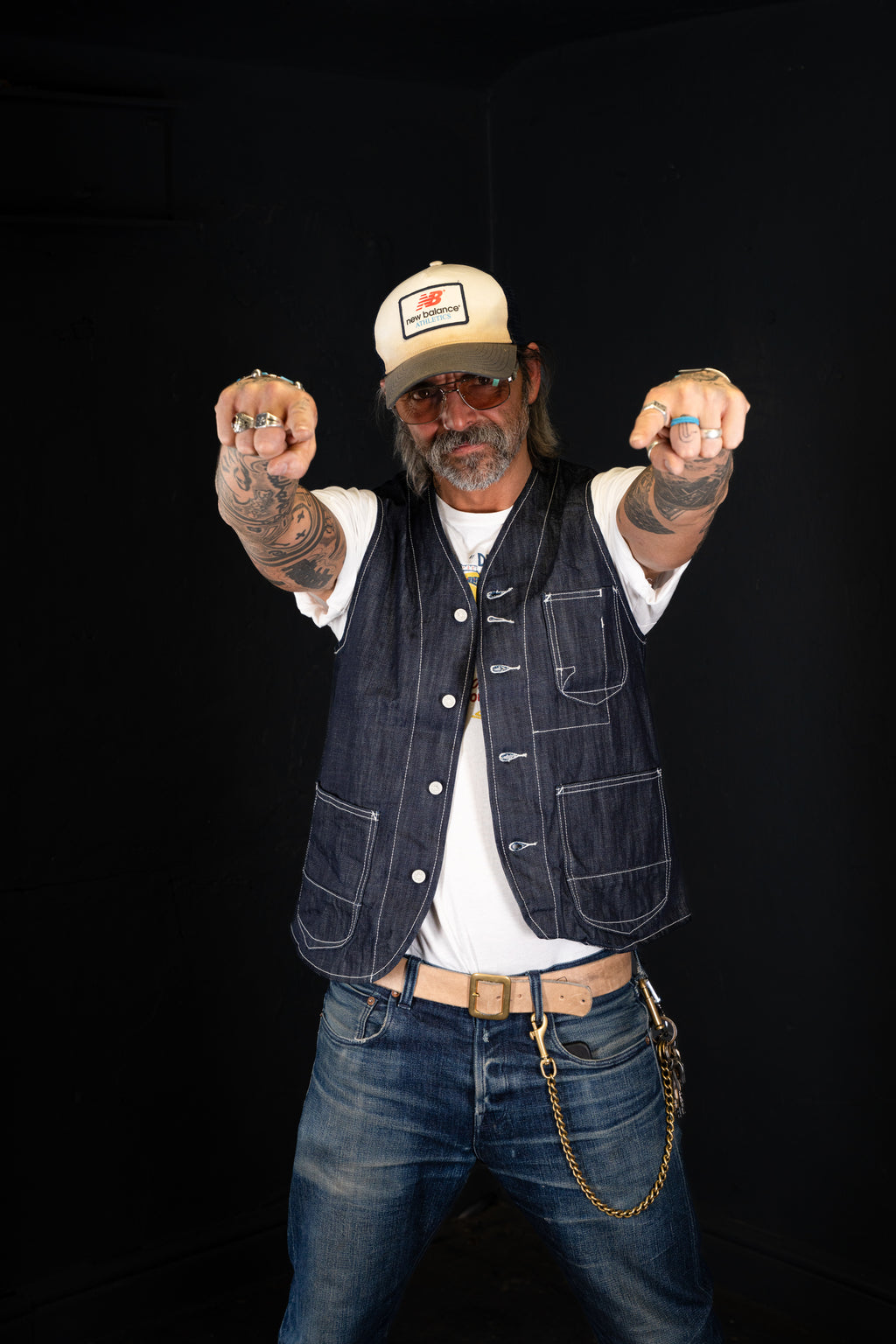 DDL 315-TYSON REGULAR FIT VEST- 13oz-INDIGO-T RINSE