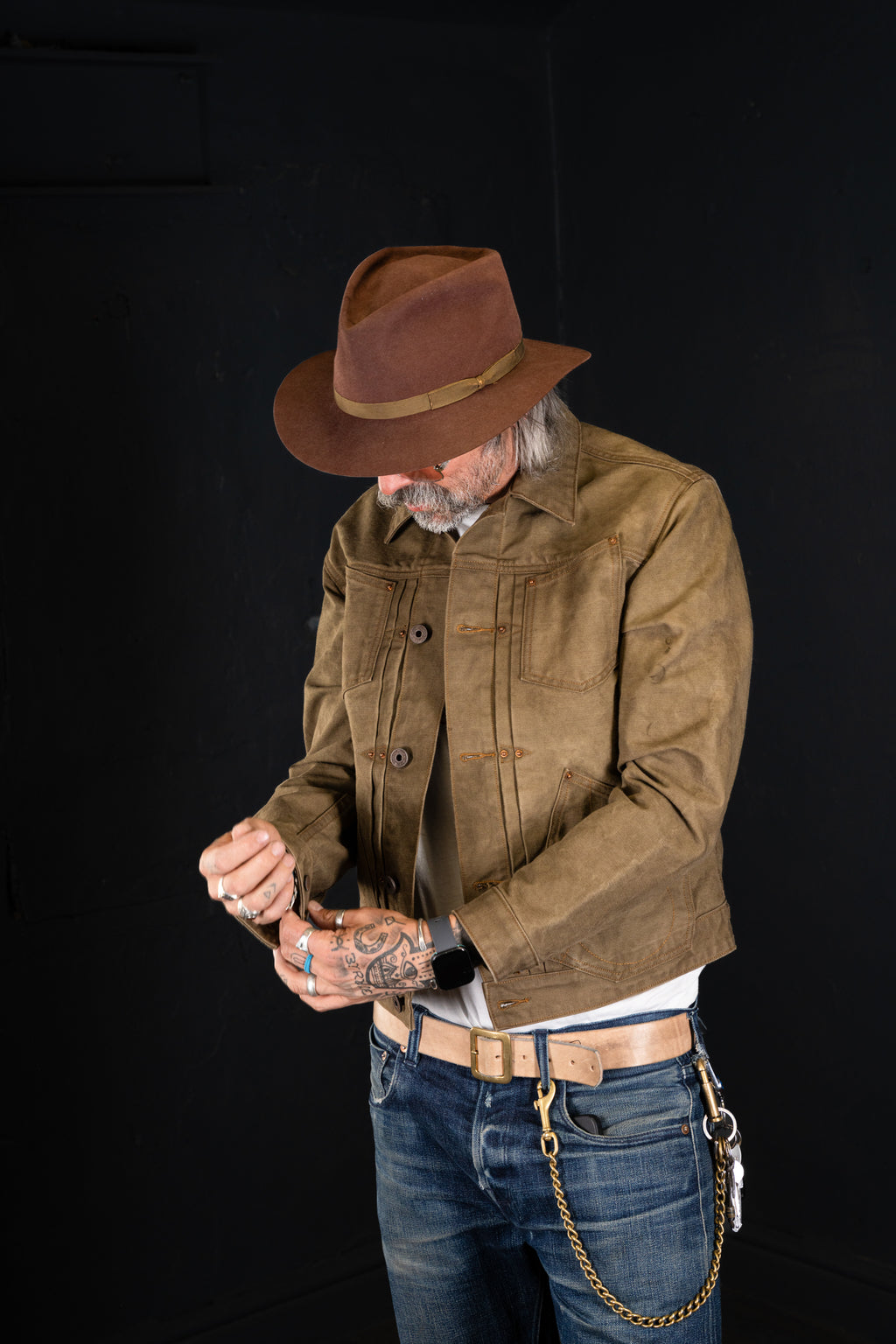 BZEN M.3131-PABLO REGULAR FIT 4 POCKET PLEATED JACKET-12oz-CANVAS-E0 MOSS GREEN