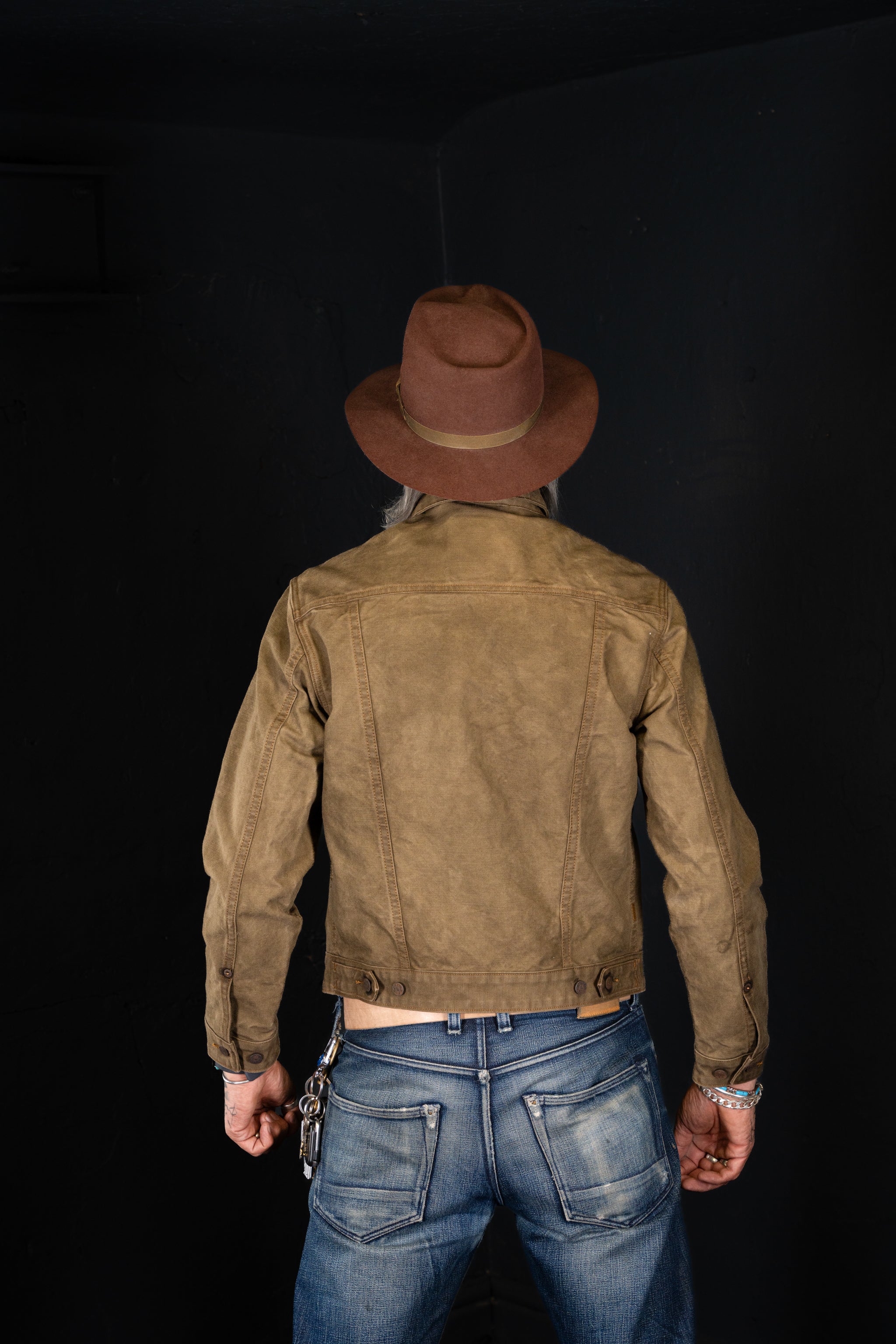 BZEN M.3131-PABLO REGULAR FIT 4 POCKET PLEATED JACKET-12oz-CANVAS-E0 MOSS GREEN