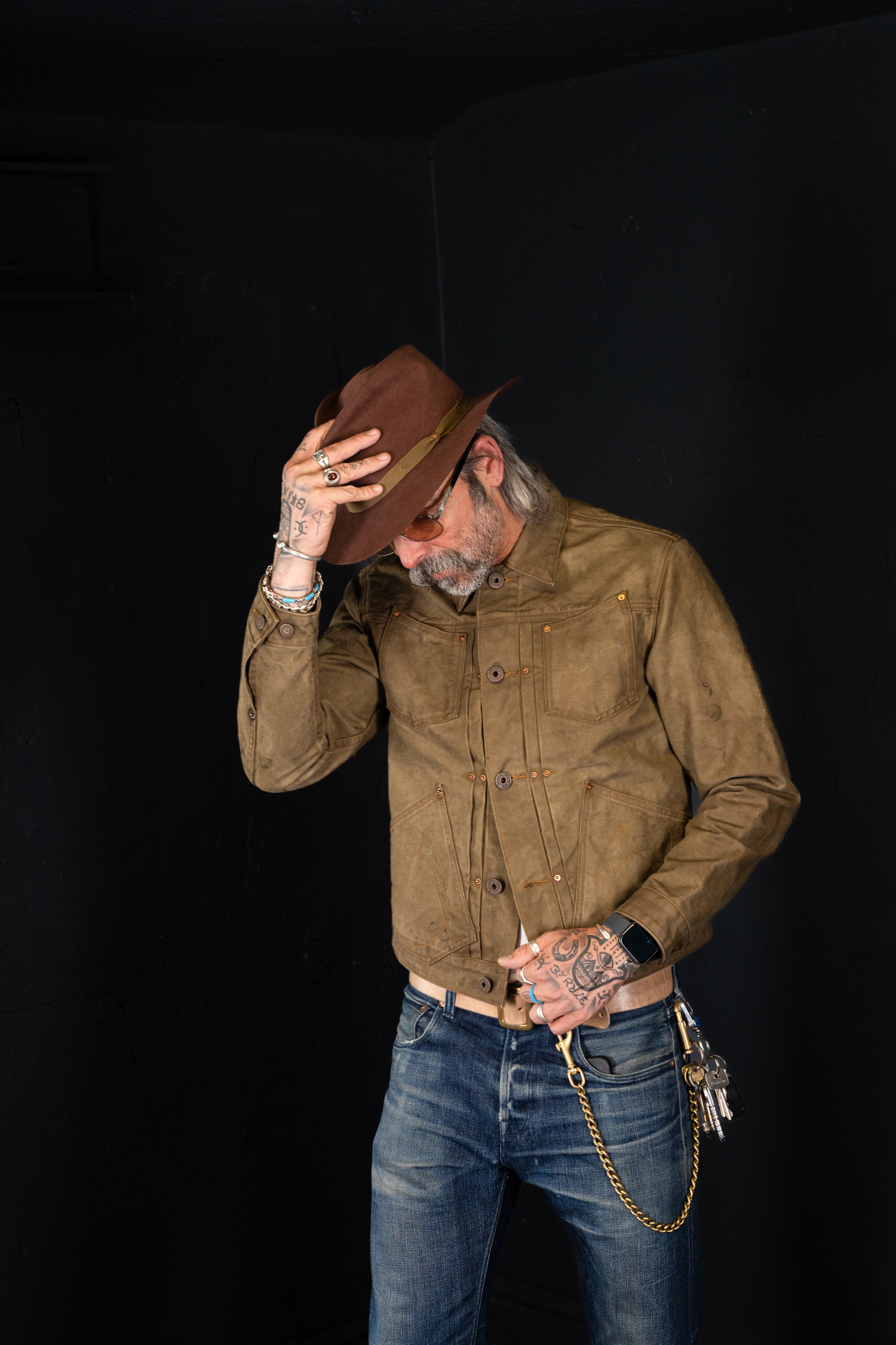 BZEN M.3131-PABLO REGULAR FIT 4 POCKET PLEATED JACKET-12oz-CANVAS-E0 MOSS GREEN