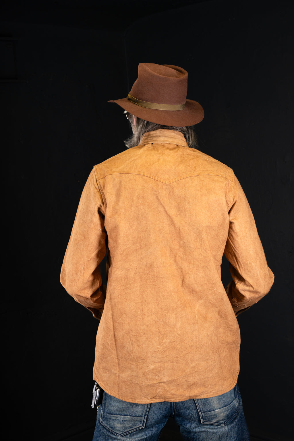 BZEN M.3239R-JESSE-TRIPLE REGULAR FIT TRIPLE NEEDLE WESTERN VEGGIE DYED CANVAS SHIRT-12OZ-E0 KALAHARI