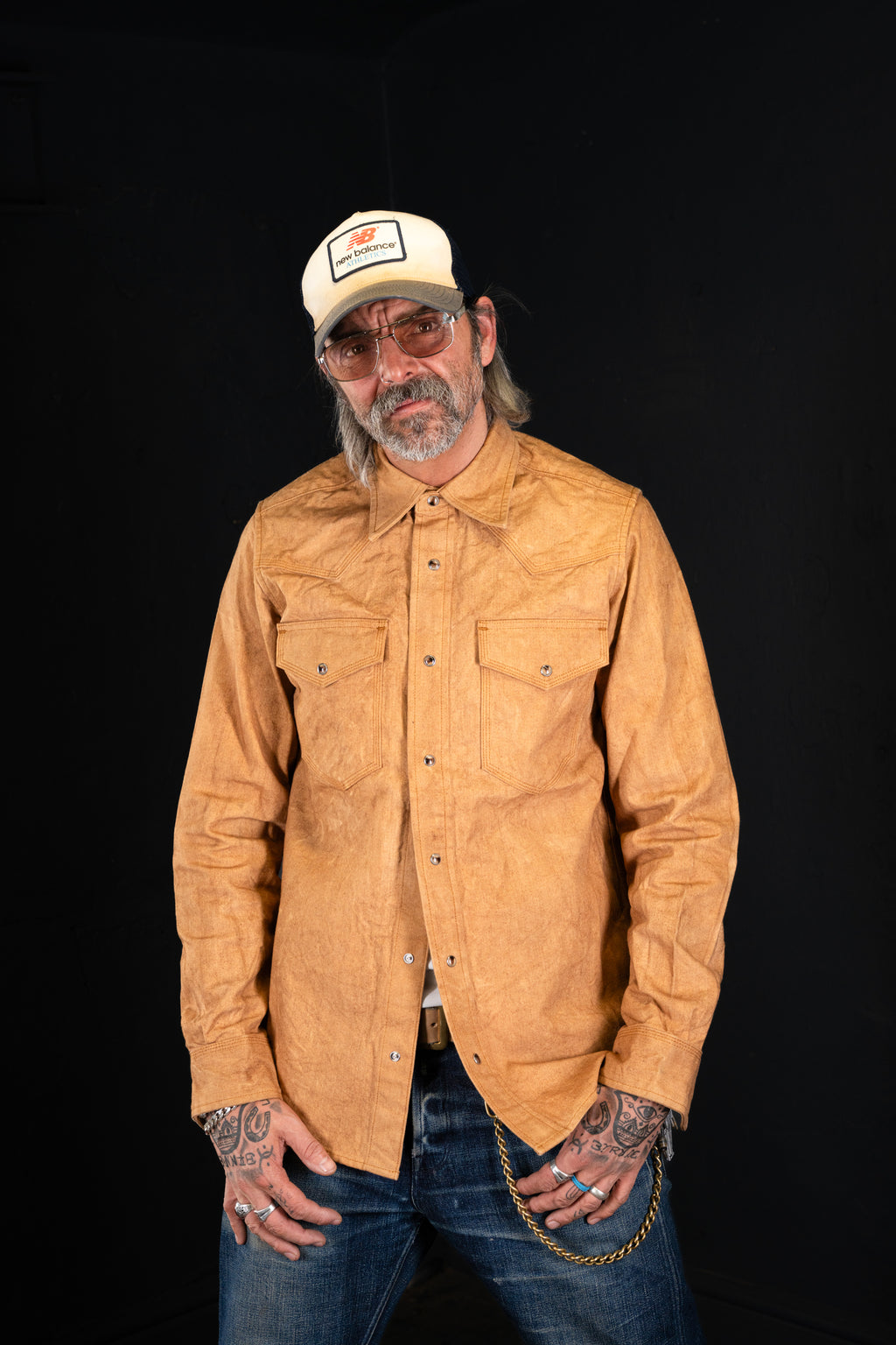 BZEN M.3239R-JESSE-TRIPLE REGULAR FIT TRIPLE NEEDLE WESTERN VEGGIE DYED CANVAS SHIRT-12OZ-E0 KALAHARI