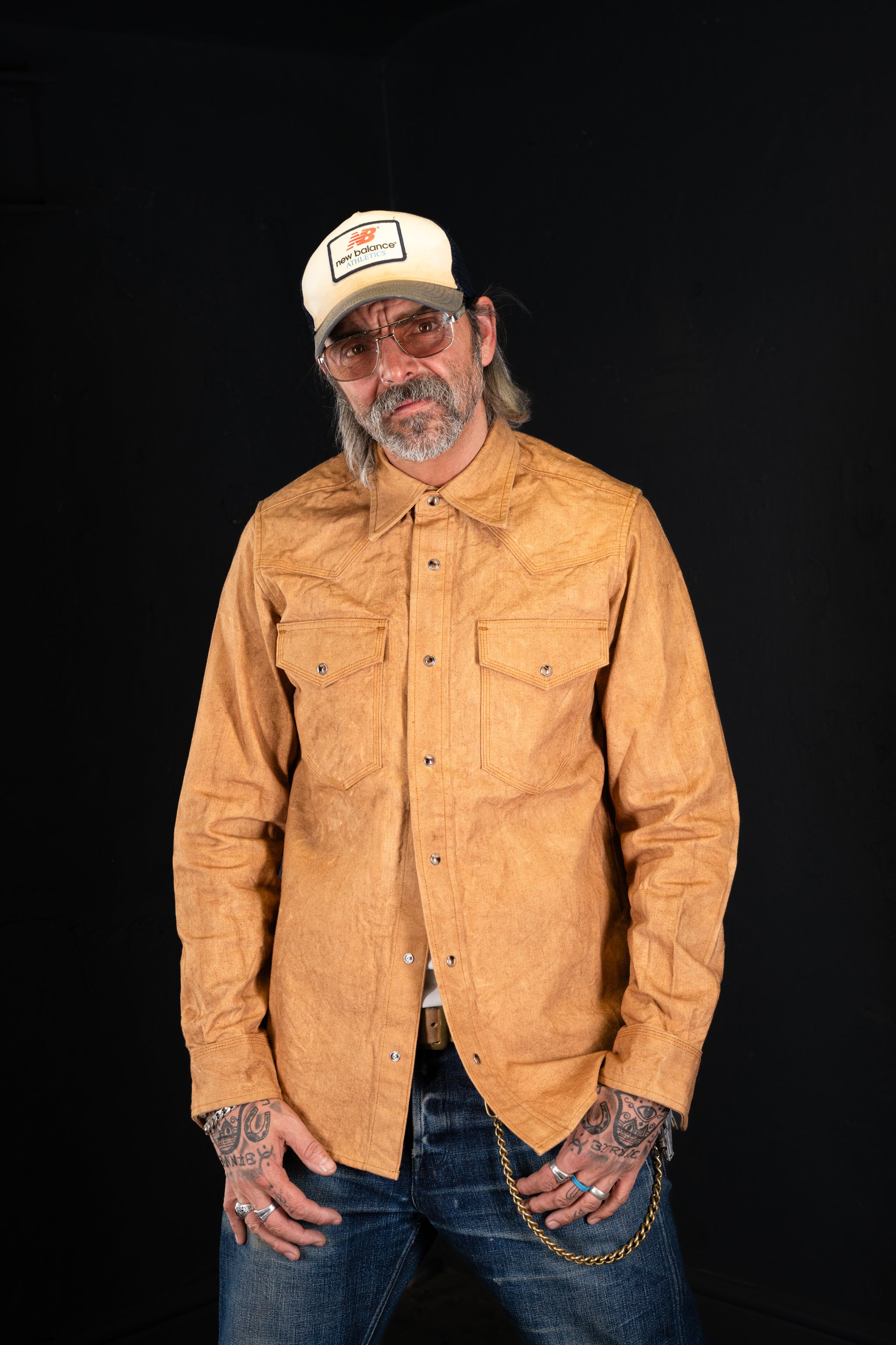 BZEN M.3239R-JESSE-TRIPLE REGULAR FIT TRIPLE NEEDLE WESTERN VEGGIE DYED CANVAS SHIRT-12OZ-E0 KALAHARI