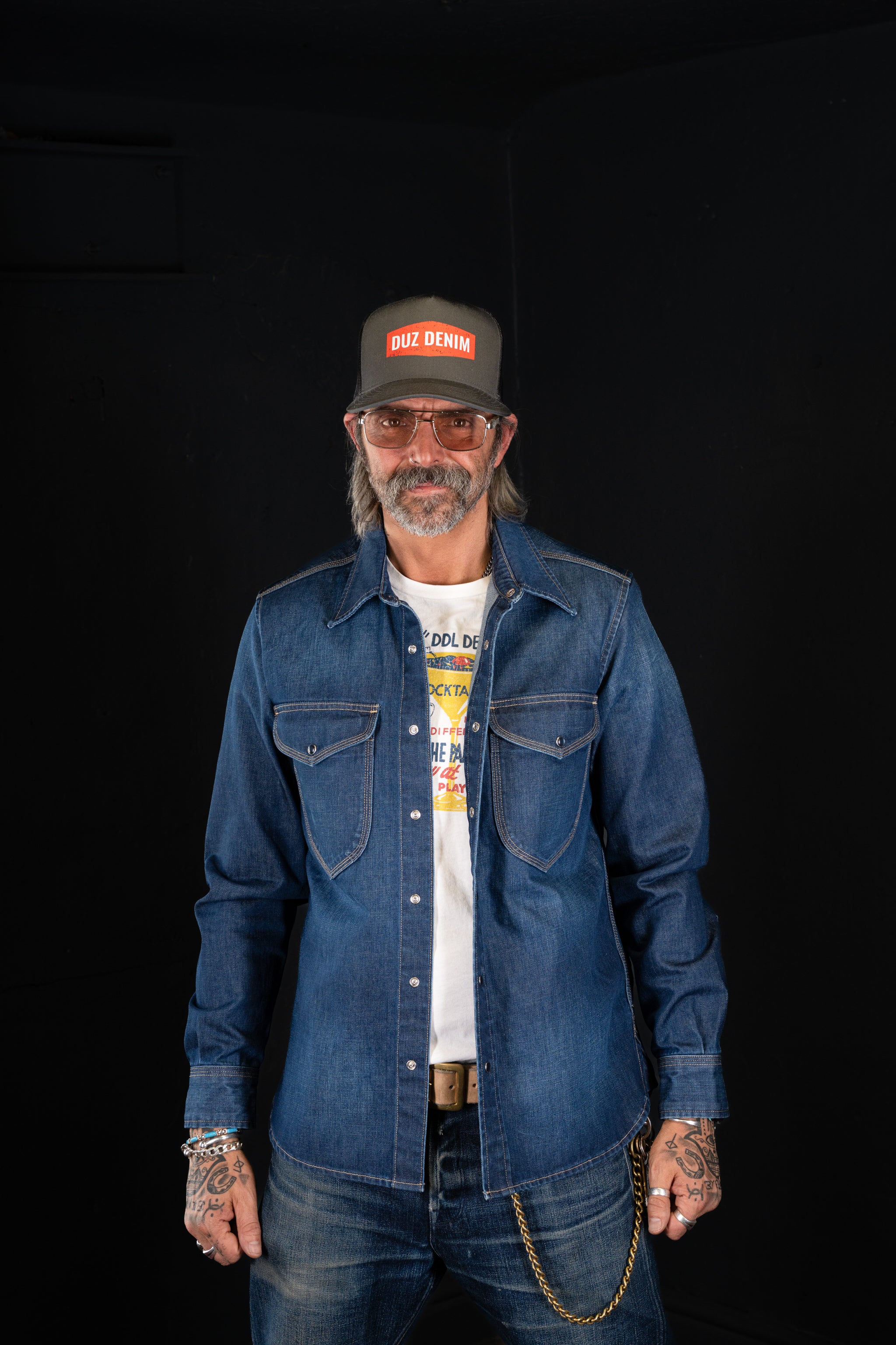 BZEN M.3239R-JESSE-TRIPLE REGULAR FIT TRIPLE NEEDLE WESTERN BROWN INDIGO DENIM SHIRT-11.5OZ-E1A 70'S INDIGO