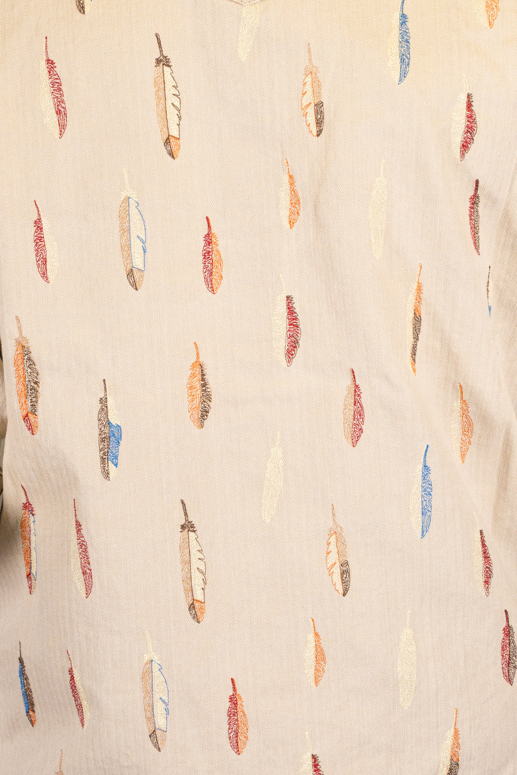 BZEN "THE FIRST AMERICANS" - M.3239-JESSE-FEATHERS REGULAR FIT WESTERN SHIRT- TAN