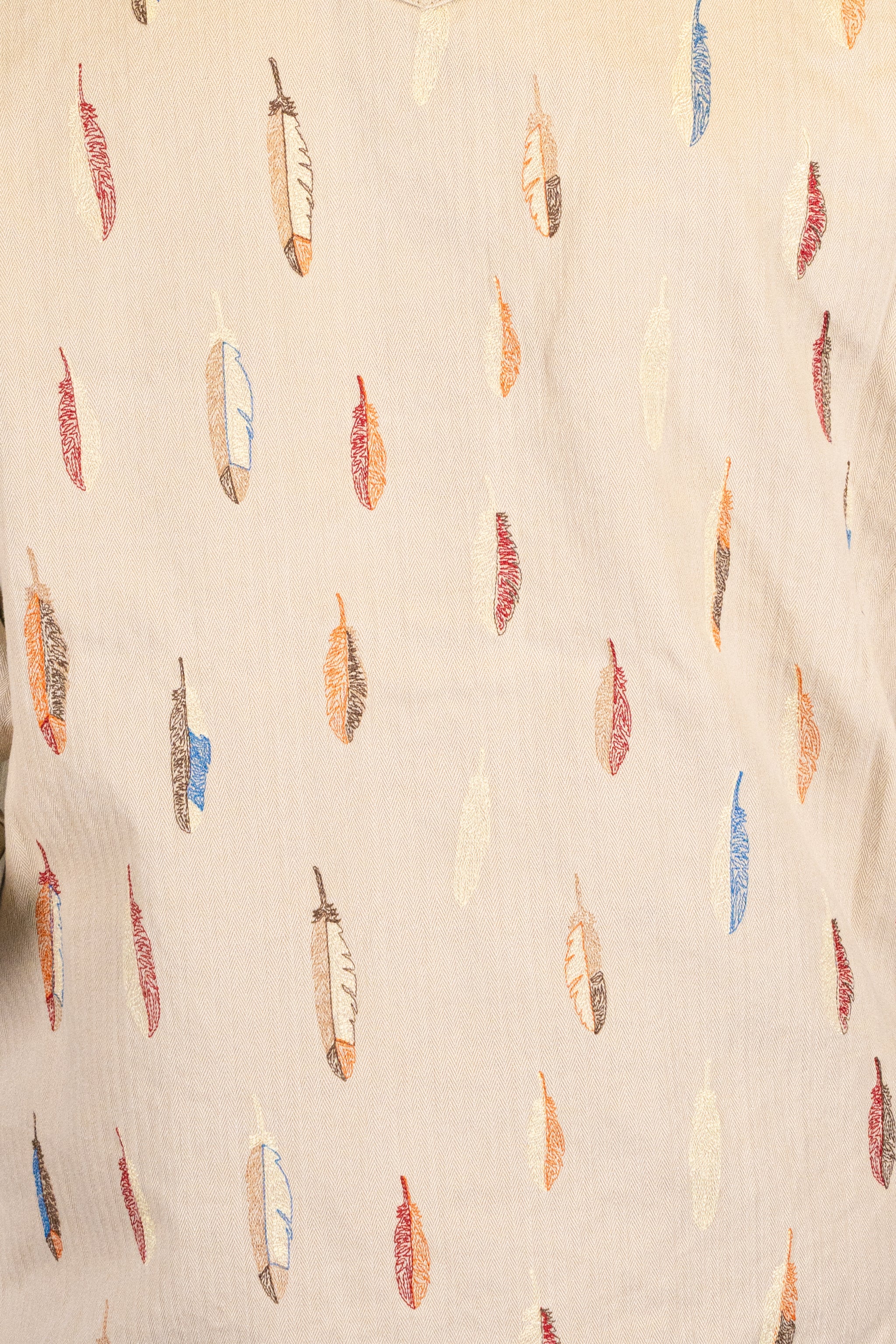 BZEN "THE FIRST AMERICANS" - M.3239-JESSE-FEATHERS REGULAR FIT WESTERN SHIRT- TAN