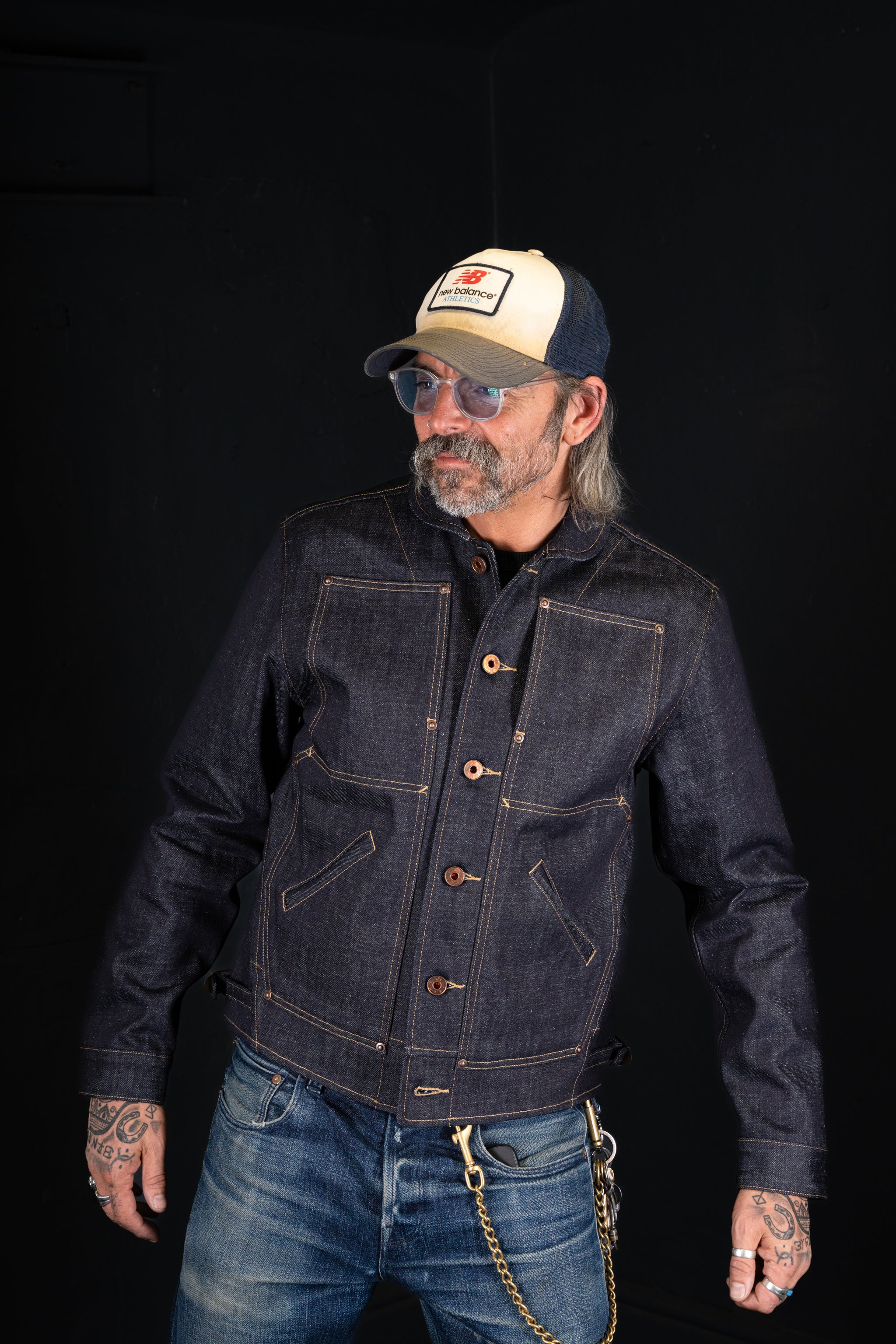 BZEN M.3139-PEDRO REGULAR FIT 4 POCKET DOUBLE FRONT PANEL JACKET-13oz ORGANIC-RAW INDIGO