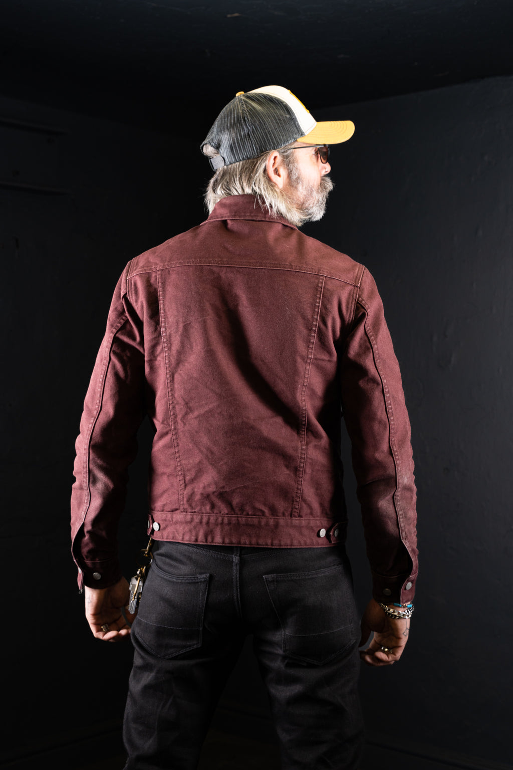 BZEN M.3139RR WAYLON2-CB REGULAR FIT BURGUNDY CANVAS PLEATED FRONT 2 POCKET JACKET-12.5OZ-E0 BURGUNDY