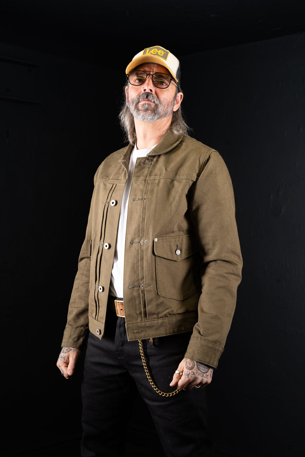 BZEN M.3139RR WAYLON2-CAG REGULAR FIT ARMY GREEN CANVAS PLEATED FRONT 2 POCKET JACKET-12.5OZ-E0 ARMY GREEN