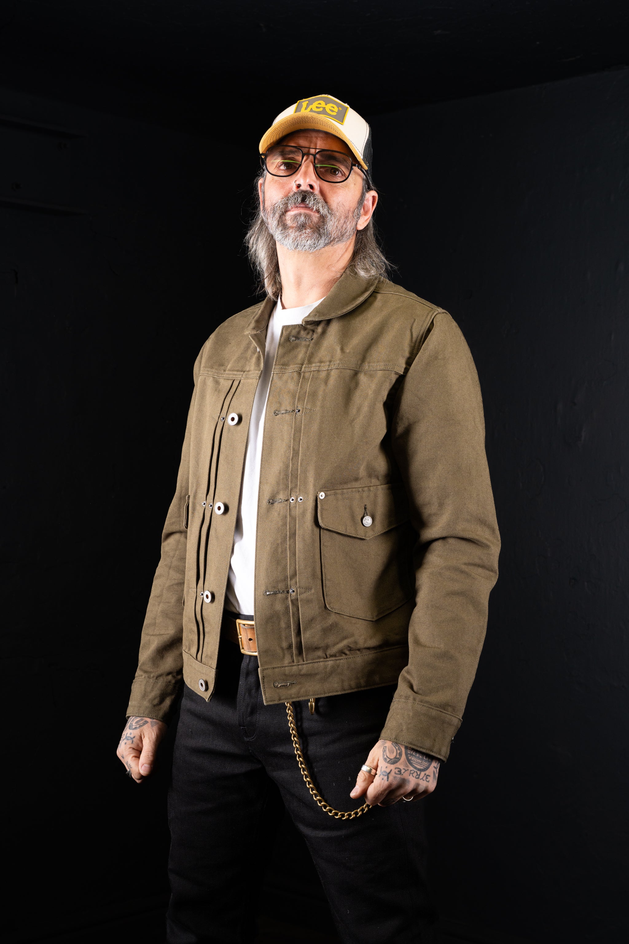 BZEN M.3139RR WAYLON2-CAG REGULAR FIT ARMY GREEN CANVAS PLEATED FRONT 2 POCKET JACKET-12.5OZ-E0 ARMY GREEN