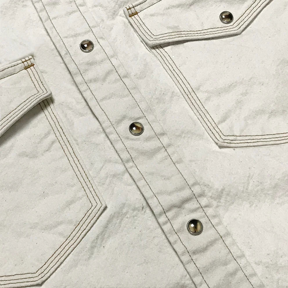 BZEN M.3239R-JESSE-TRIPLE REGULAR FIT TRIPLE NEEDLE WESTERN NATURAL CANVAS WITH SEEDS SHIRT-12OZ-E1A NATURAL