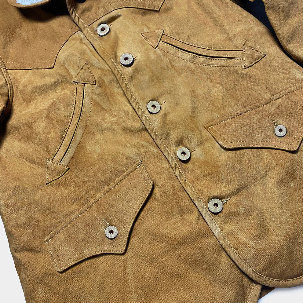 BZEN M.3011L MONTANA-CS REGULAR FIT AMERICAN OUTDOORS INSPIRED SHERPA LINED VEGGIE DYED CANVAS JACKET-12OZ-E0 SIENNA