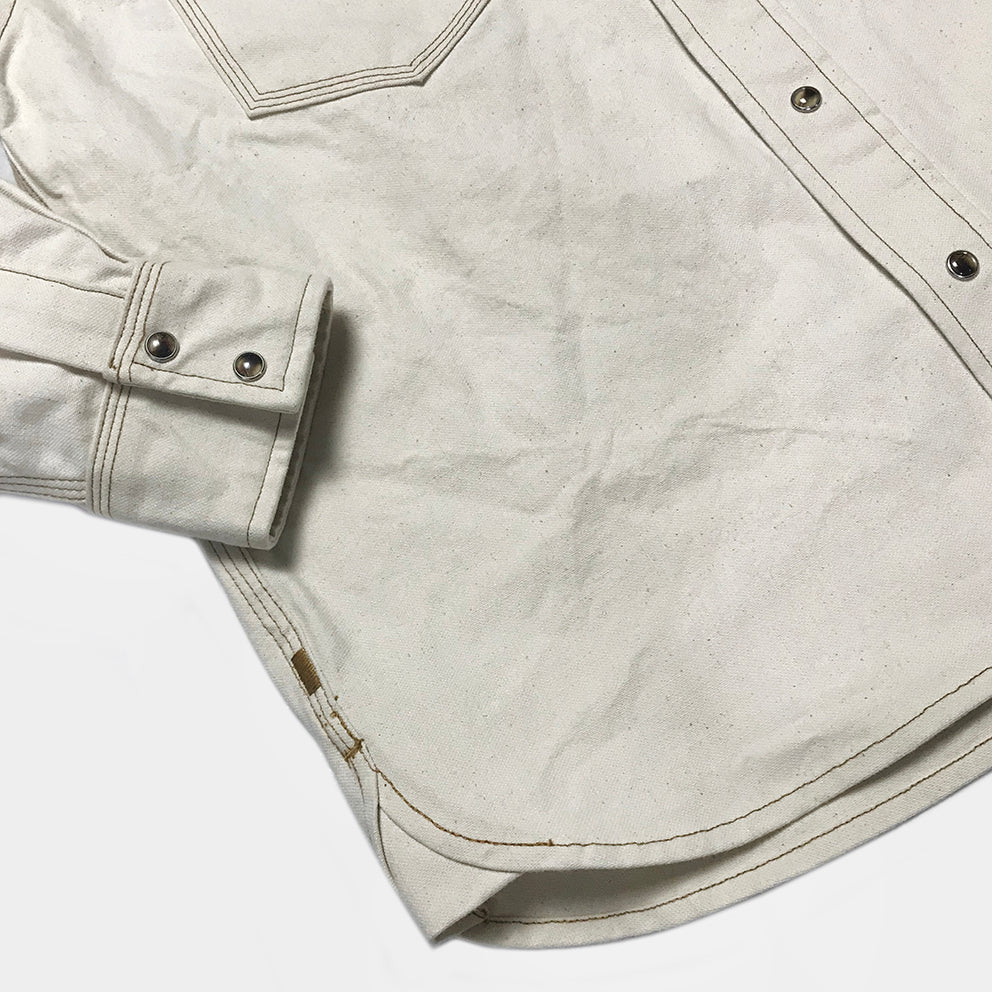 BZEN M.3239R-JESSE-TRIPLE REGULAR FIT TRIPLE NEEDLE WESTERN NATURAL CANVAS WITH SEEDS SHIRT-12OZ-E1A NATURAL