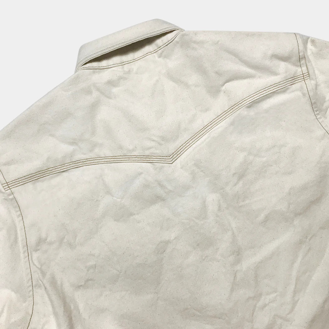 BZEN M.3239R-JESSE-TRIPLE REGULAR FIT TRIPLE NEEDLE WESTERN NATURAL CANVAS WITH SEEDS SHIRT-12OZ-E1A NATURAL