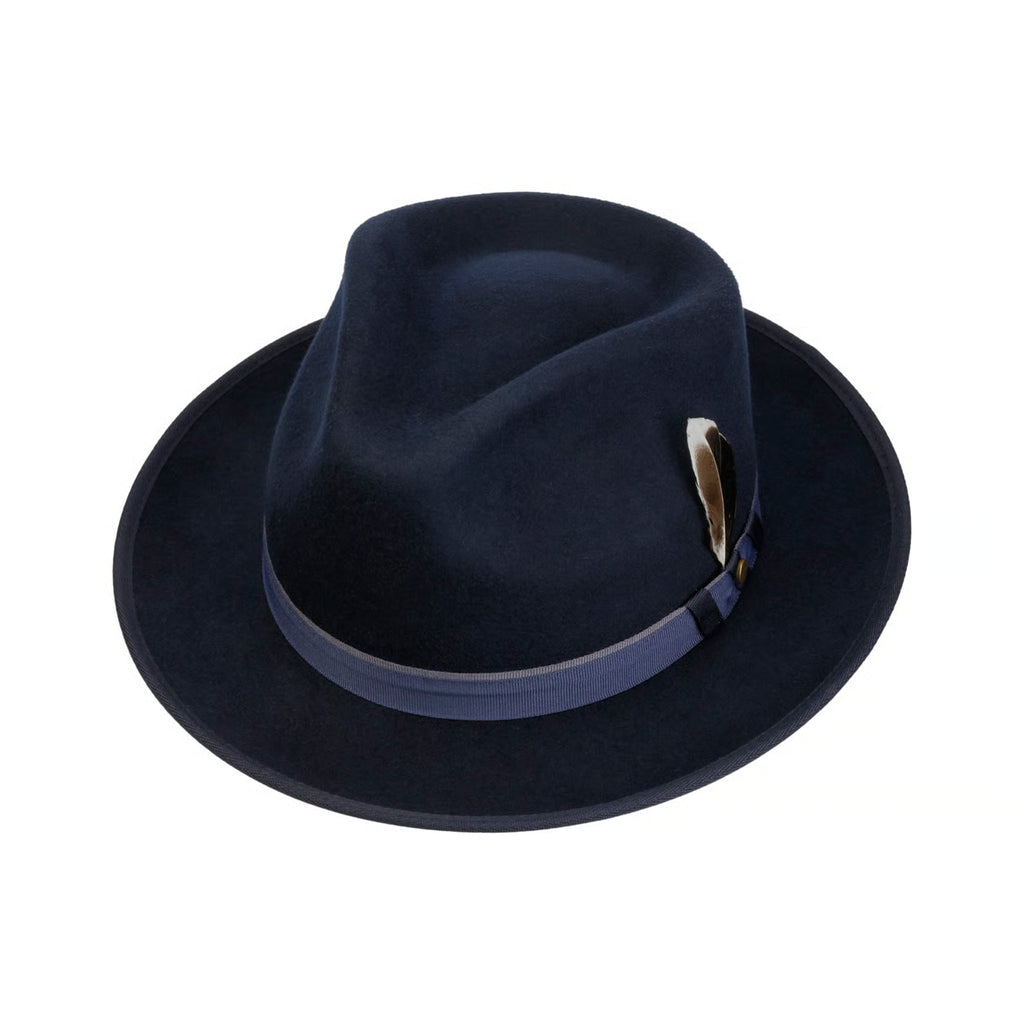 STETSON-HULBERT FEDORA WOOL HAT-NAVY