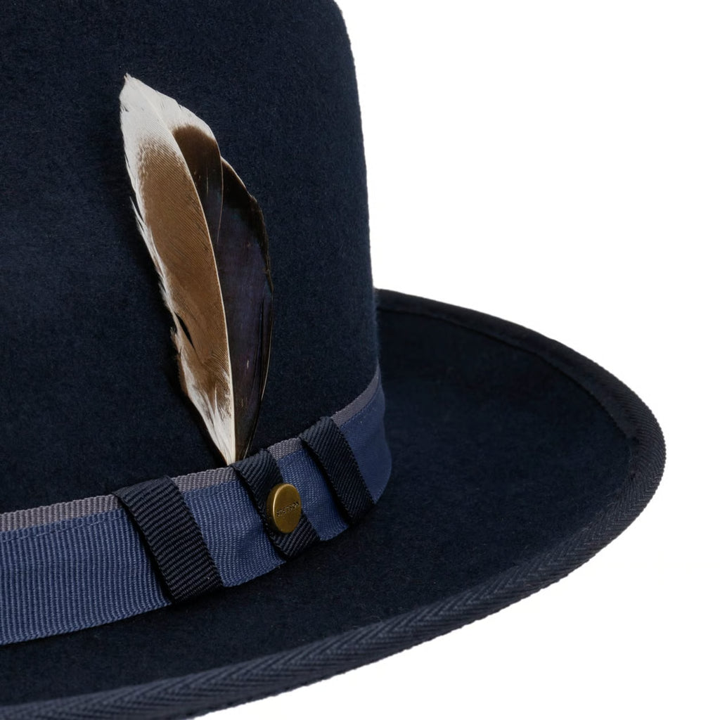 STETSON-HULBERT FEDORA WOOL HAT-NAVY
