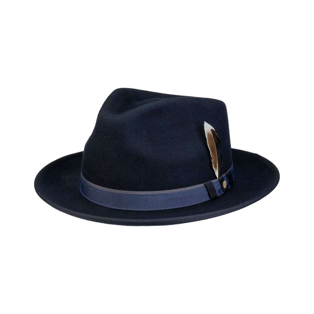 STETSON-HULBERT FEDORA WOOL HAT-NAVY