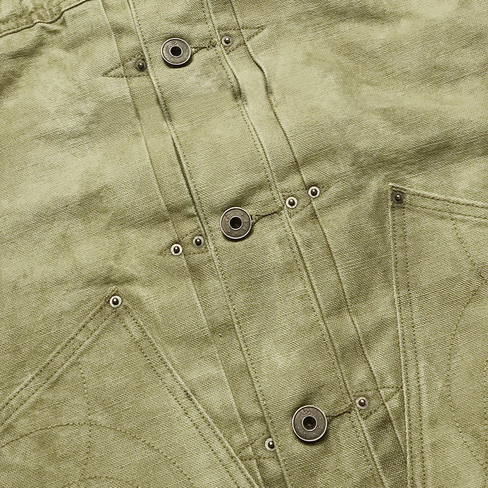 BZEN M.3127-THE CUT REGULAR FIT 2 POCKET BIKER'S VEST-12.5oz-CANVAS-E0 MOSS GREEN