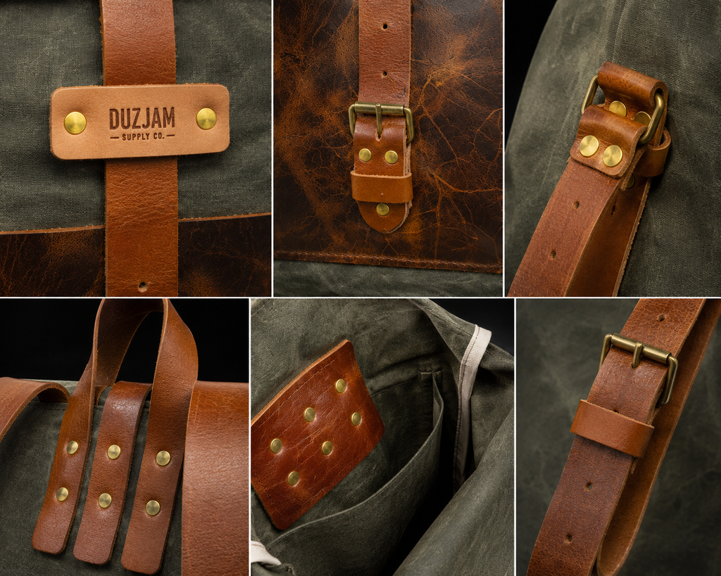 Duz Denim "DuzJam" JabA.1 Waxed Canvas & Leather Roll Top backpack