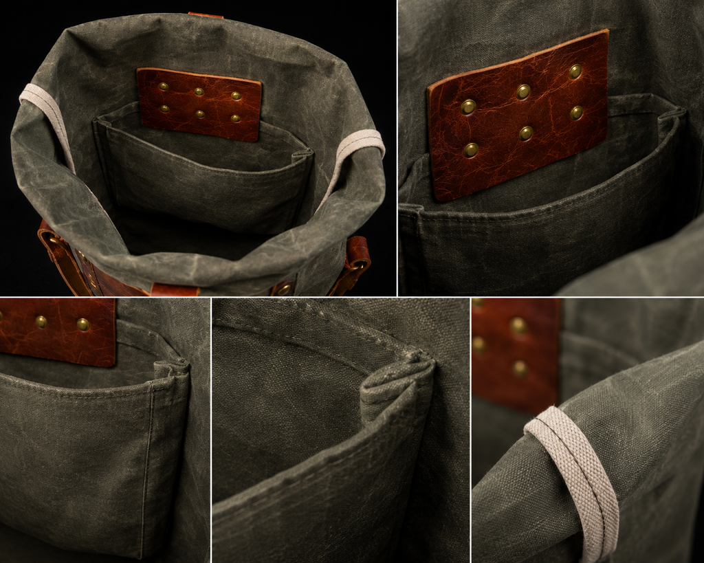 Duz Denim "DuzJam" JabA.1 Waxed Canvas & Leather Roll Top backpack