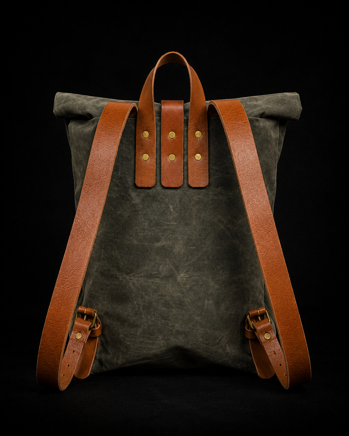 Duz Denim "DuzJam" JabA.1 Waxed Canvas & Leather Roll Top backpack