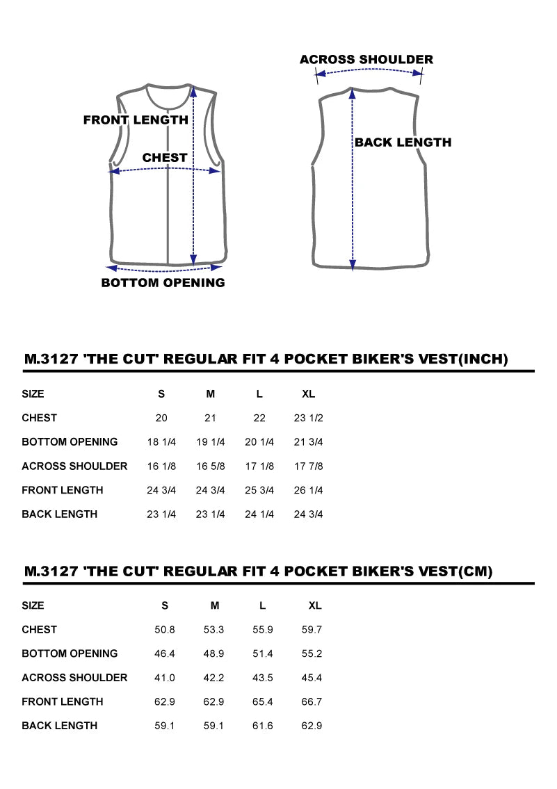 BZEN M.3127-THE CUT REGULAR FIT 2 POCKET BIKER'S VEST-12.5oz-CANVAS-E0 MOSS GREEN