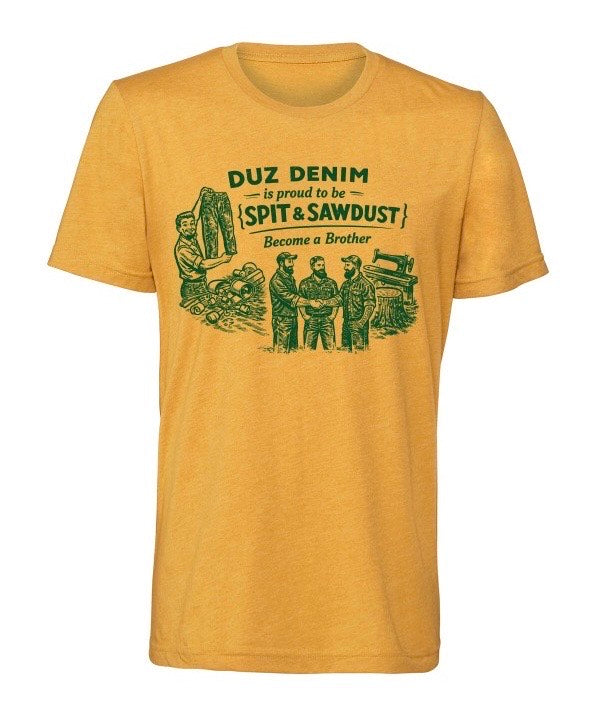 DUZ DENIM-"SPIT & SAWDUST" TEE-MUSTARD