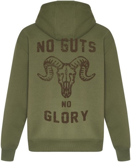 DUZ DENIM X CLOBBER CALM-"NO GUTS NO GLORY"-HEAVYWEIGHT HOODY-440gsm-SAGE GREEN