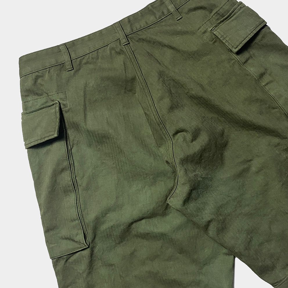 BZEN M.1045 MASH-2 HBT4 REGULAR FIT VEGGIE DYED HERRINGBONE TWILL USMC INSPIRED 12" INSEAM SHORT-7OZ- E0 MOSS GREEN