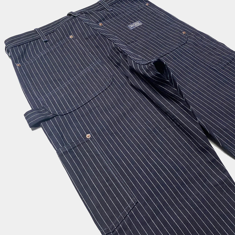 BZEN M.1279 JETHRO-STR DOUBLE PANEL FRONT 6 POCKET SELVEDGE INDIGO STRIPE DENIM PAINTER JEAN-13.8oz-HRH INDIGO STRIPE